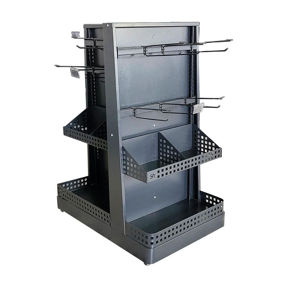 Check-Stand Attractive c/ 24 Ganchos Simples e Porta Etiqueta CKSPT Preto - Sa Gôndolas