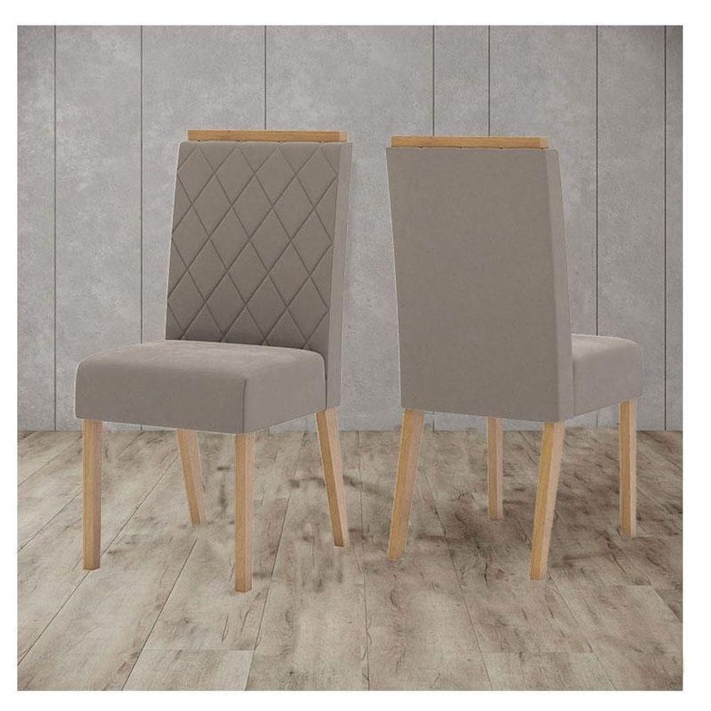 Cadeira Para Mesa De Jantar Ambiente Nina Kit 2 Peças Nature Marrom Amêndoa - Henn