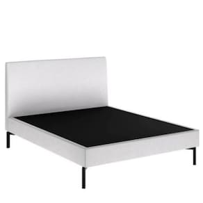 Cama de Casal Ariel Daf para Colchão 138 cmcom Cabeceira Boucle Marfim Base Aço CarbonoPreto