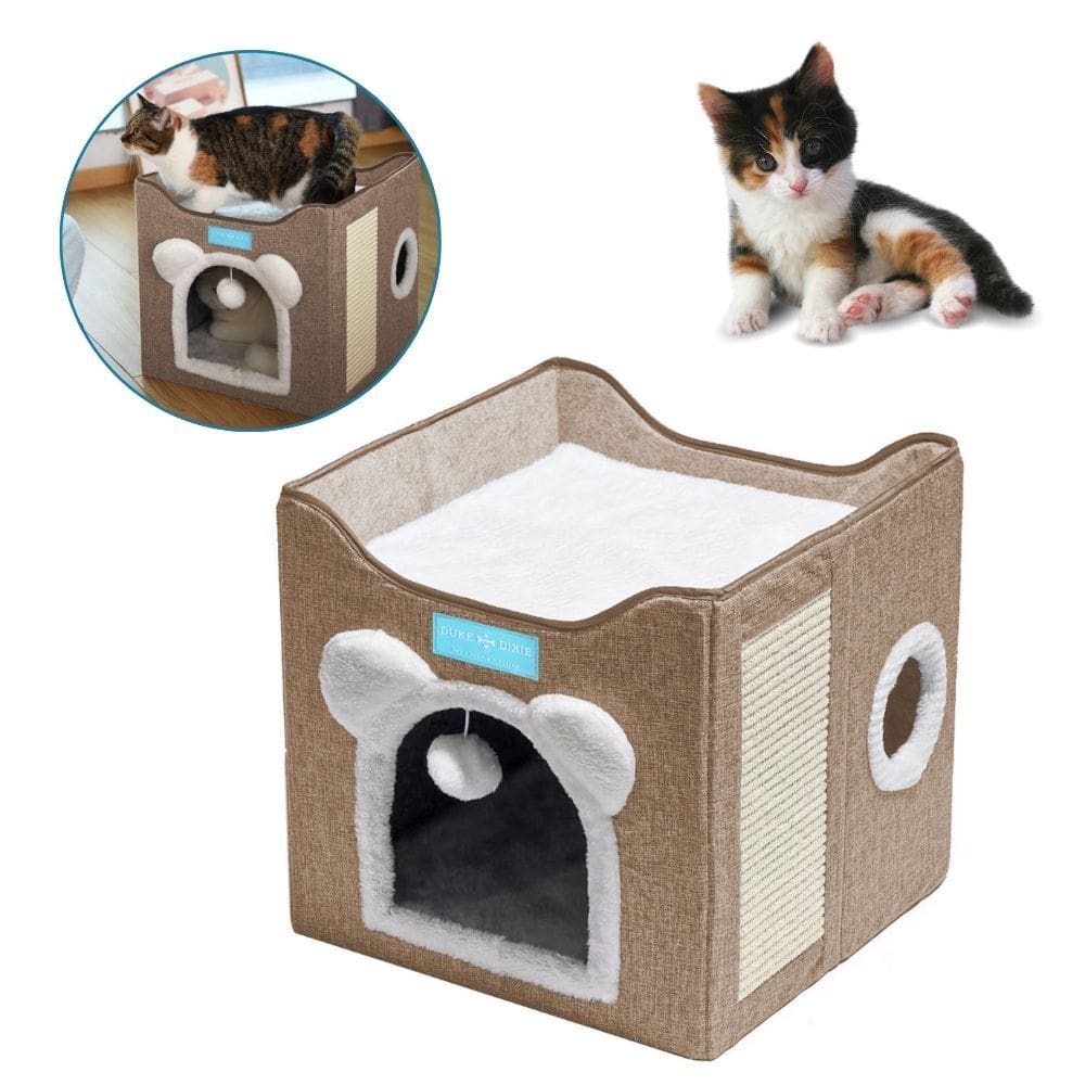 Cama para Gatos com 2 Andares Dobrável 41x35cm Duke e Dixie Marrom
