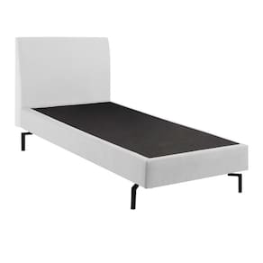 Cama de Solteiro Ariel Daf para Colchão 88 cmcom Cabeceira Boucle Marfim Base Aço CarbonoPreto