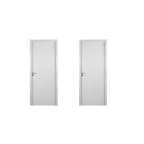 2 Kits Porta de Madeira Lisa 215x84cm com Batente de Mdf Ultra 16cm Melamínico Branco
