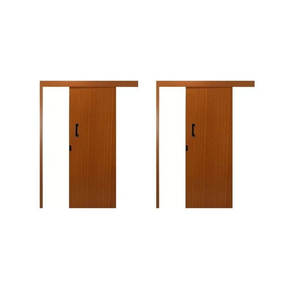 Kit com 2 Portas de Correr Madeira 215x90cm Sobrepor Reversível Melamínico Mogno