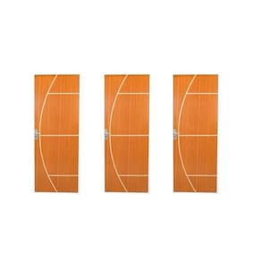 3 Kits Porta de Madeira Decorada 215x85cm com Batente de Aço 06cm Gaúcha Mogno