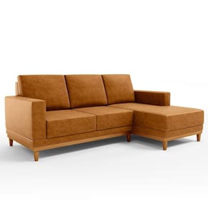 Sofá 3 Lugares 200cm Living Com Chaise Esquerdo Kayrós D05 Sintético Whisky - Mpozenato