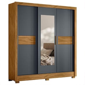 Guarda Roupa Casal Bahamas 3 Portas Deslizantes com Espelho - Moval