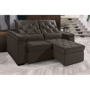 Sofá Retrátil e Reclinável BERLIM 2.70m Velusoft D33 "Marrom" - ESTILO ESTOFADOS