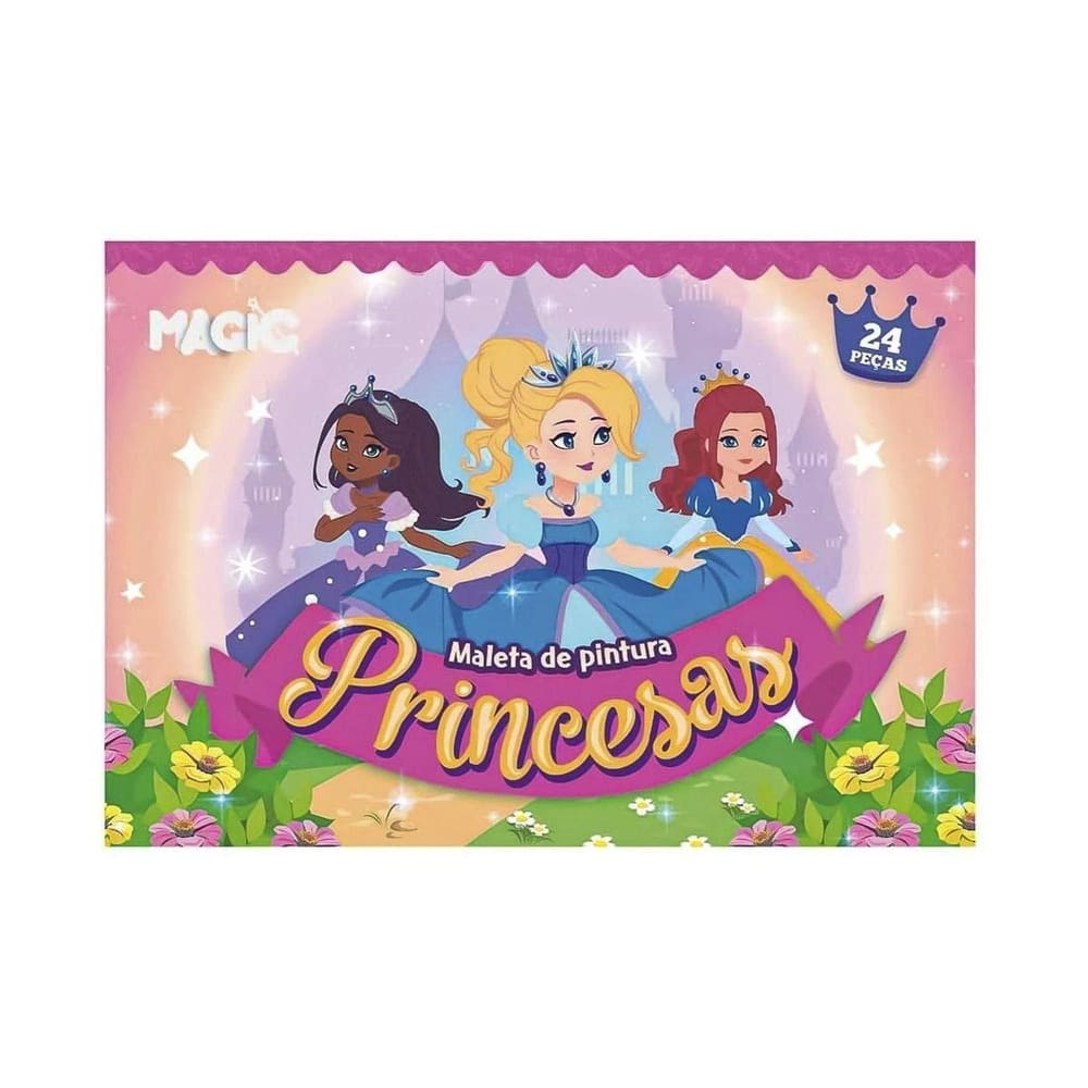 Maleta de Pintura Infantil Princesas Estojo 24 peças