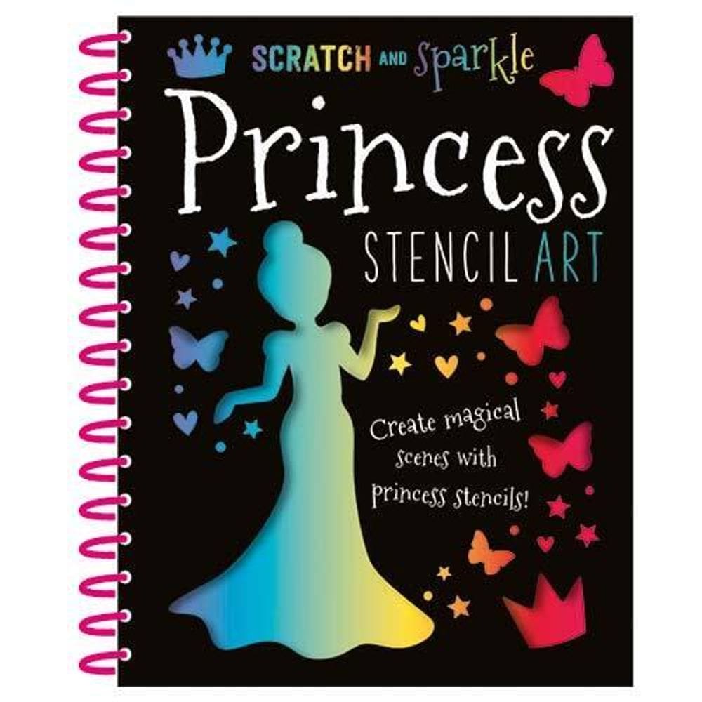 Scratch And Sparkle Princess Stencil Art - Book Including Wooden Scratcher, Stencils And Scratch-Off Card!