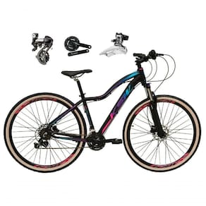 Bicicleta Aro 29 Ksw Mwza Shimano Altus 24v Frio Hidráulico Garfo Trava Pneu Bege - Preto/pink/azul Tam.17