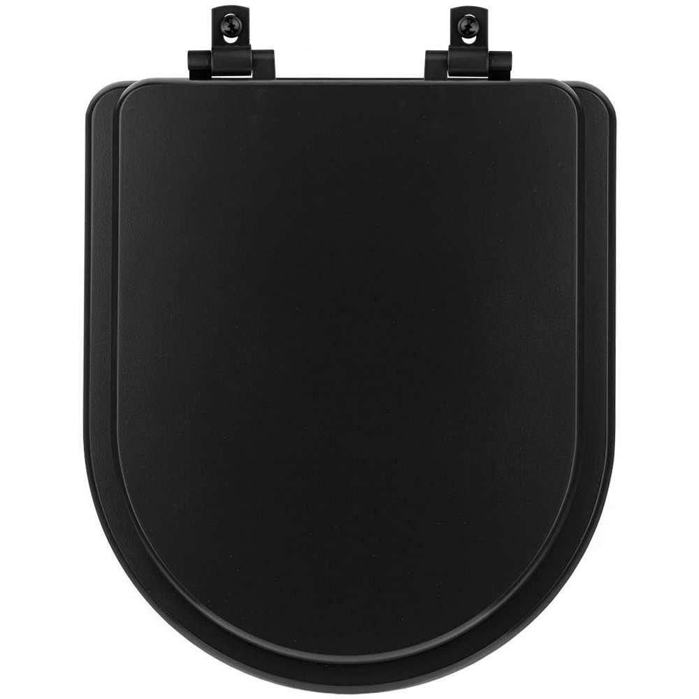 Assento Sanitário Mdf Soft Close Smart Onix (Preto Fosco) Para Vaso Celite Com Ferragem Preta