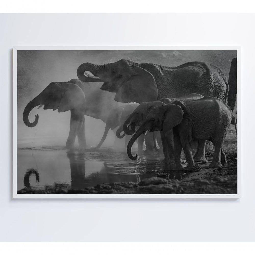 Quadro Elefantes 120x80 Cm Vidro Impresso