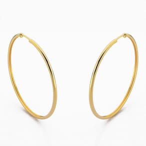 Brinco Argola Básica Tubo Banhado Ouro 18k 4cm