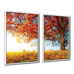 Quadro Premium Textura Cx Alta árvore Outono 2un 40x60 Titulos Moldura Branca