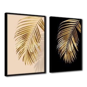 Quadro Premium Textura Cx Alta Folhas De Ouro 4 2un 40x60 Titulos Moldura Preta