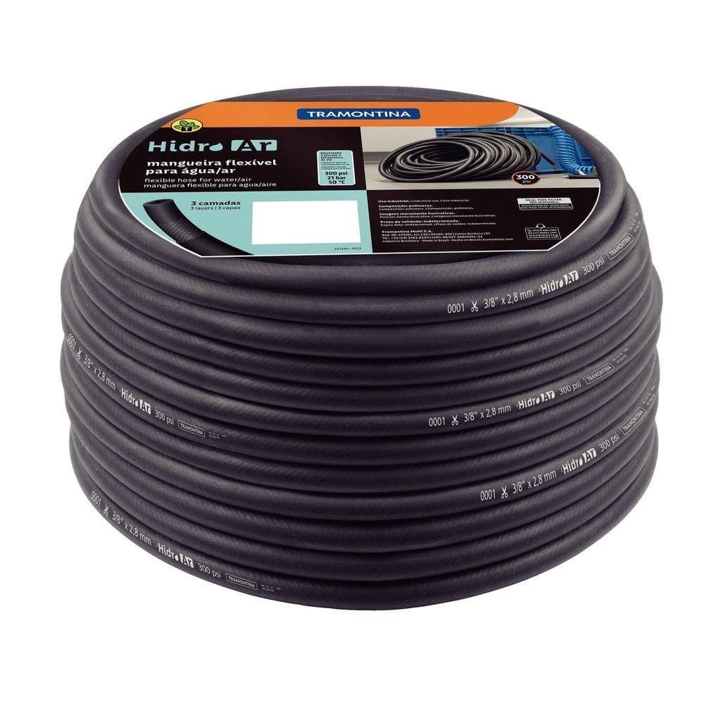Mangueira Hidro Ar 300 Psi Tramontina Para água-ar Pvc Flexível 5-16pol X 28mm 3 Camadas 50m