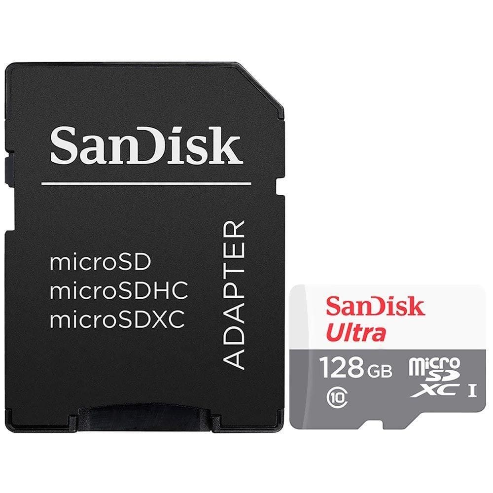 Cartão De Memória 128gb Com Adaptador, Sandisk Micro Sd - Sdsqunr-128g-gn3ma