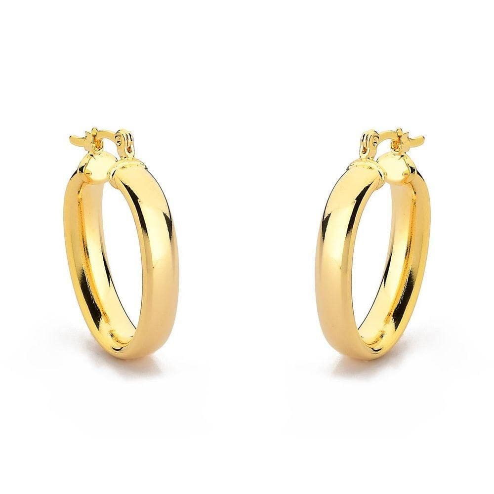 Brinco Argola Básica Oval Larga Banhado Ouro 18k