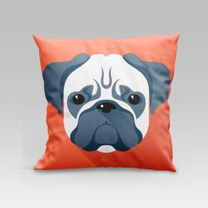 Capa De Almofada Estampada Pet Dog Em Veludo Suede 45cm X 45cm Raças Cachorros Pug