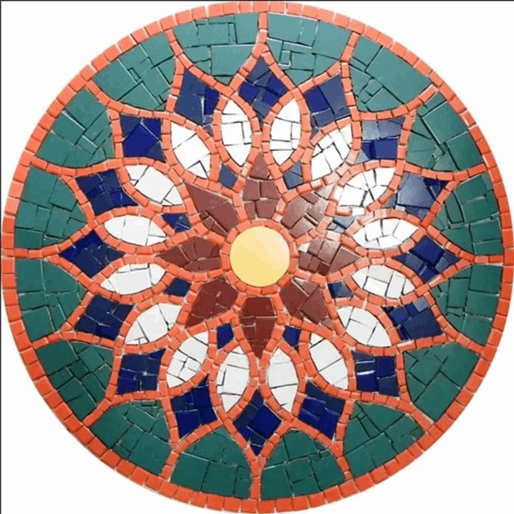 Mandala Indiana Piso Mosaico Vitral árabe Cerâmico Tamanho 250cm