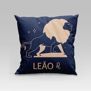 Capa De Almofada Estampada Signos Do Zodíaco Em Veludo Suede 45cm X 45cm Leão
