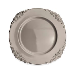 Sousplat Redondo Decorativo Natalino Prata 35x35x35cm