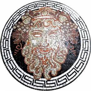 Piso Em Mosaico Romano O Deus Bacco Tamanho 130cm