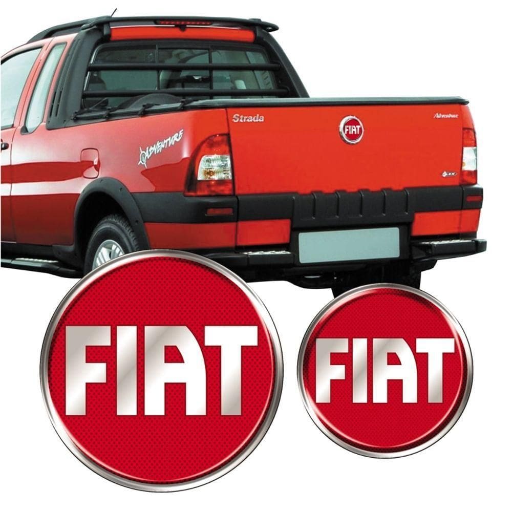 Emblema Tampa Traseira Fiat Strada 2005 Adesivo Vermelho Cor Vermelho