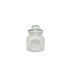 Pote De Vidro Com Tampa Hermética Armazenamento 650ml Redondo Relevo Canelado Transparente Multiuso