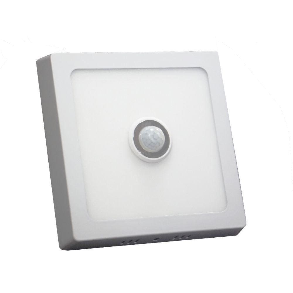 Painel Led Sobrepor 6w Quadrada Branco Fria 6000k Com Sensor De Presença Dia/noite