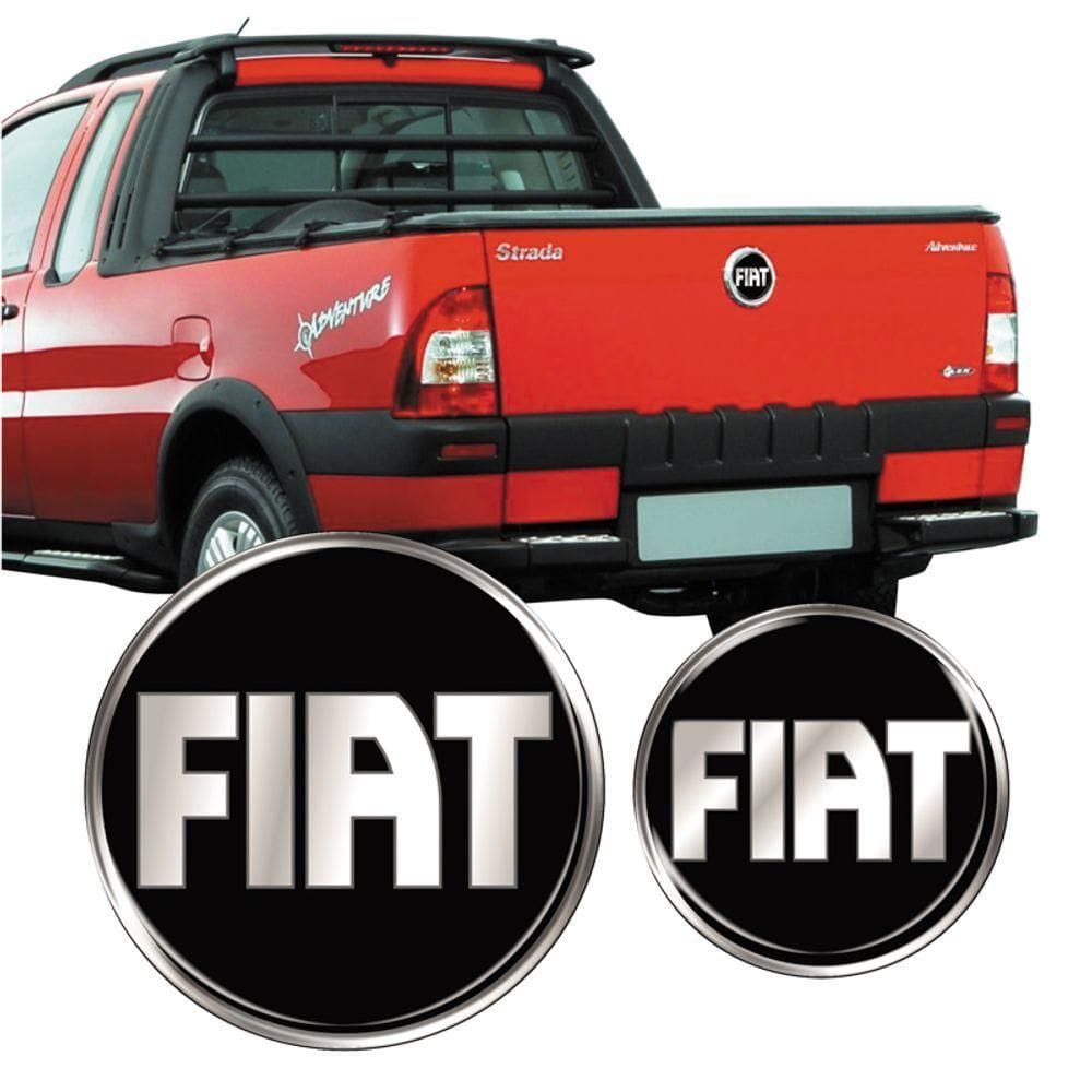 Adesivo Emblema Tampa Traseira Fiat Strada 2005 à 2008 Preto Cor Preto