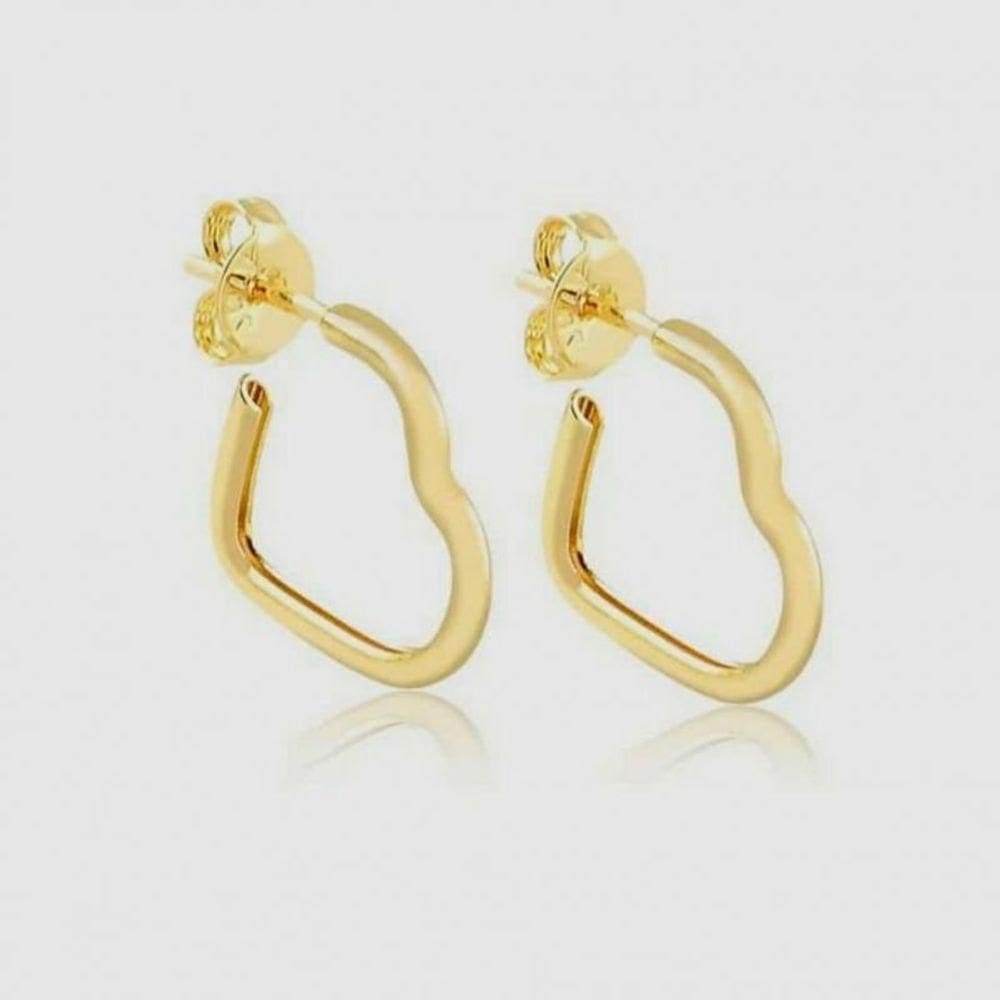 Brinco Argola Larga Coração Básica Banhado Ouro 18k 1,5cm