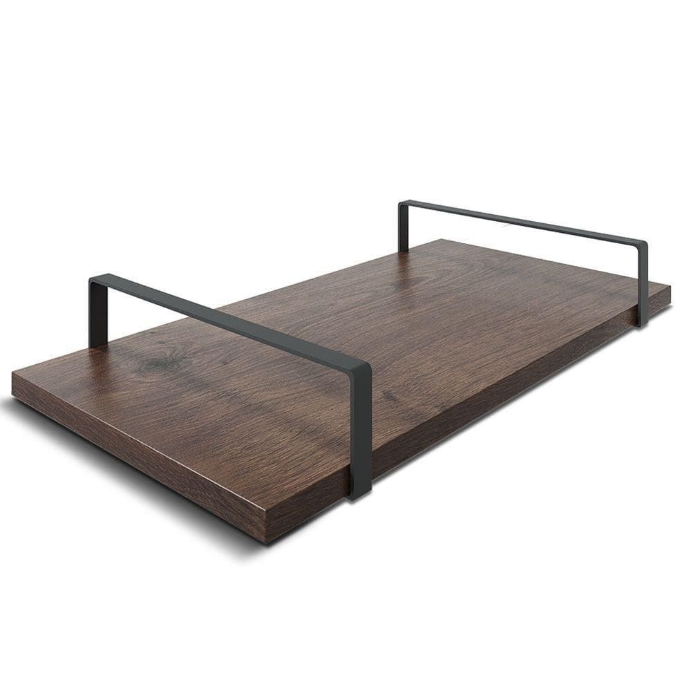 Bandeja Decorativa 25x50cm Borda Infinita Castanho Com Alça Preta