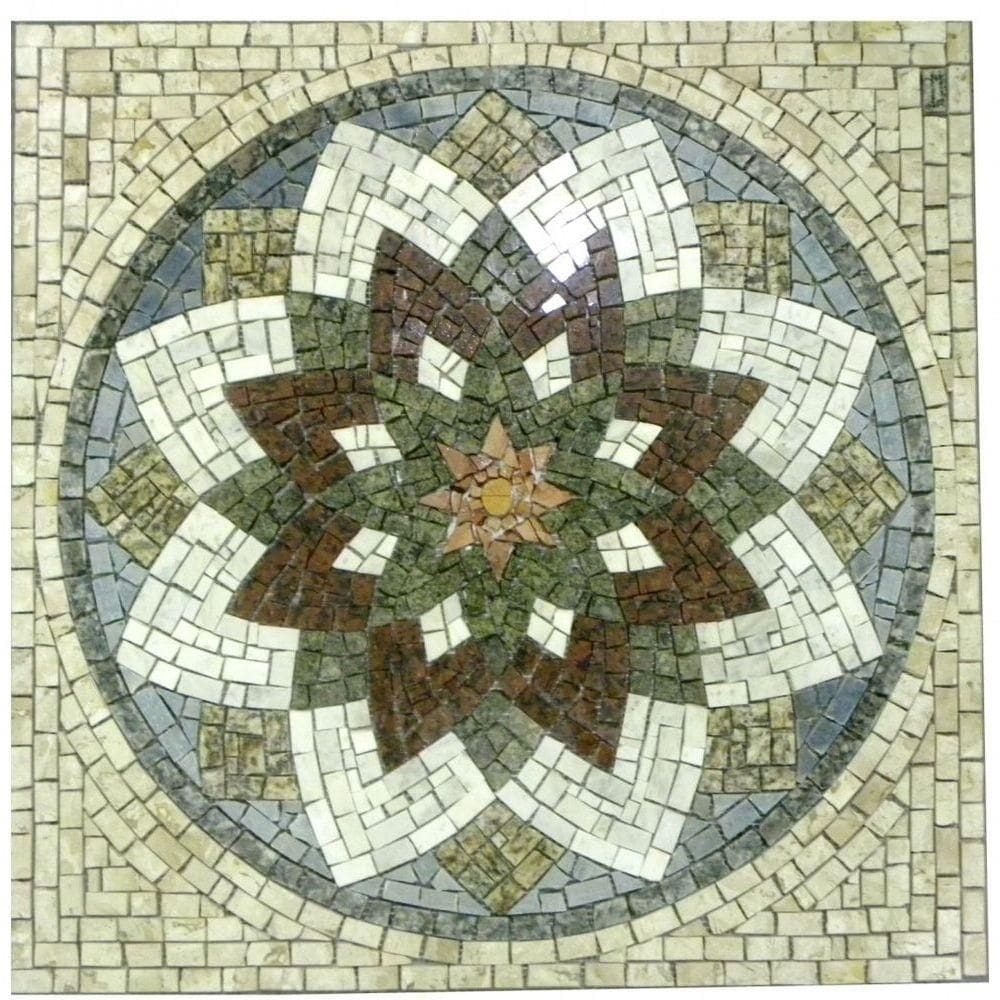 Mandala Indiana Piso Mosaico Estrela Do Oriente Tamanho 130cm