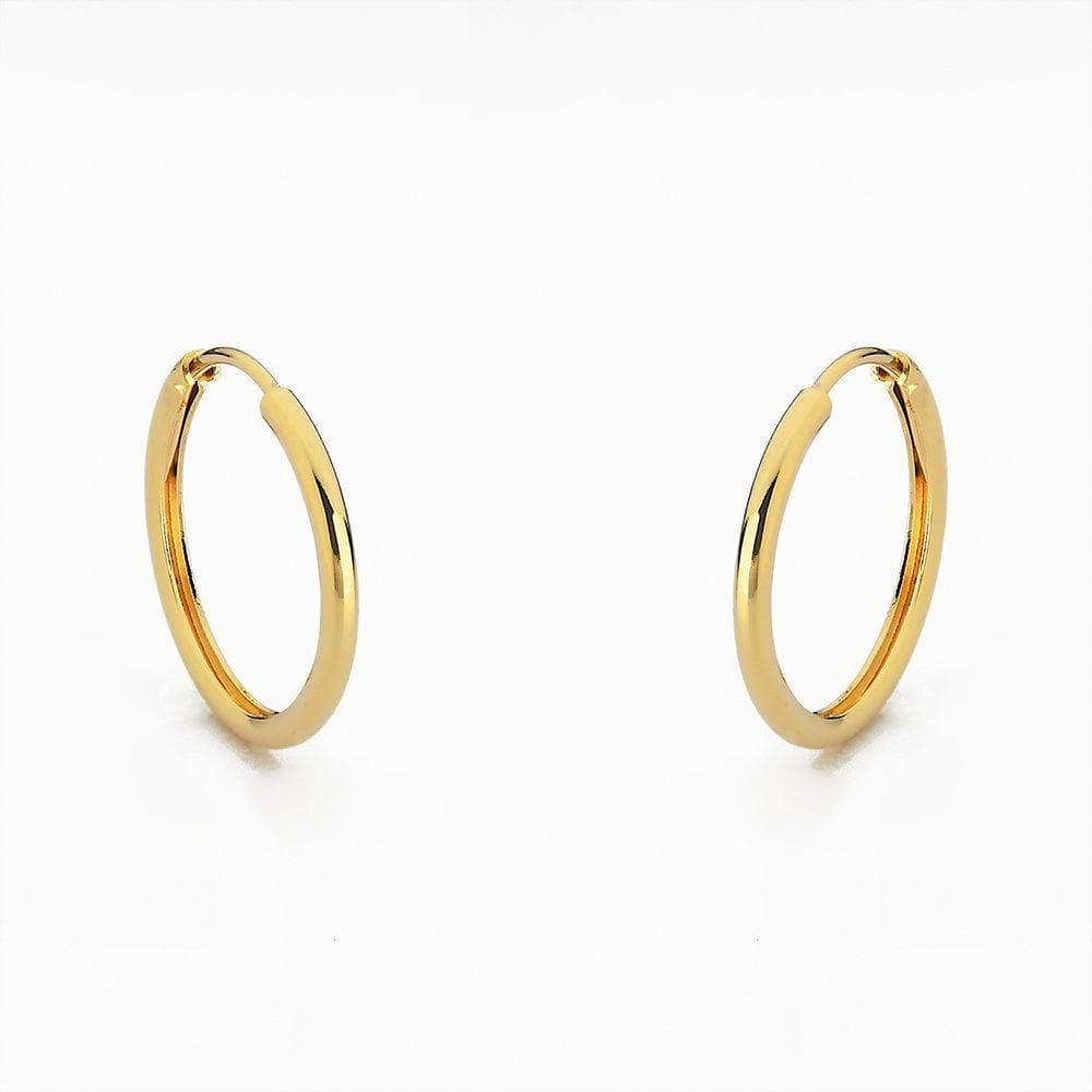 Brinco Argola Feminina Básica Lisa Banhado A Ouro 18k 1,5cm
