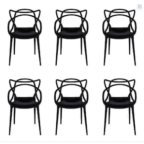 Conjunto com 6 Cadeiras Allegra Preta Polipropileno Salna