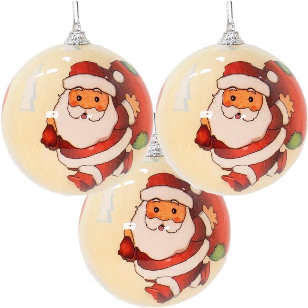 Kit 18 Bola De Natal árvore De Natal Enfeite Papai Noel 75mm