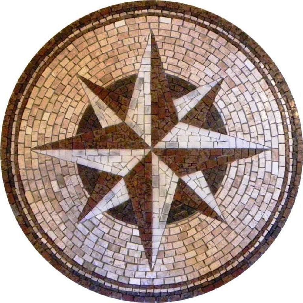 Rosa Dos Ventos Em Mosaico Com Mármores E Granitos Tamanho 90cm