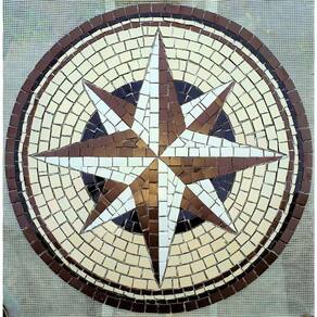 Rosa Dos Ventos Em Mosaico Cerâmicas Tamanho 60cm