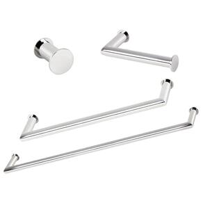 Kit de Acessórios Para Banheiro com 4 Peças em Aço Inox Polido Brilhante Linha Tessália Stainless