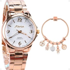 Relogio Feminino Aço Banhado Qualidade Premium + Pulseira