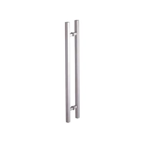 Puxador Duplo para Vidro ou Madeira 60cm em Aço Inox Polido Brilhante Stainless