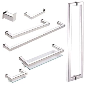 Kit de Acessórios Para Banheiro com 7 Peças em Aço Inox Polido Linha Larissa Stainless
