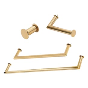 Kit de Acessórios Para Banheiro com 4 Peças em Aço Inox Dourado Linha Tessália Stainless