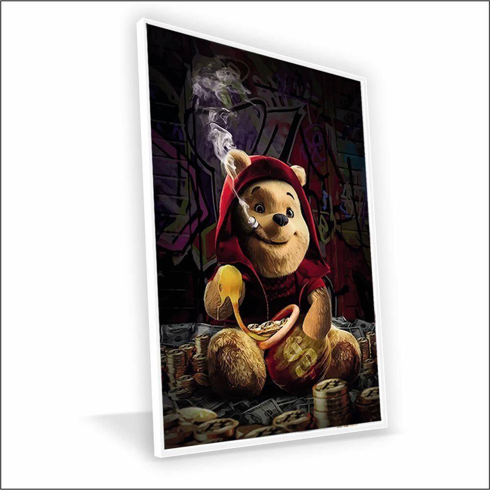 Quadro Ursinho Pooh Vinil Com Vidro Tamanho/moldura 20x30 Caixa Cor Branca