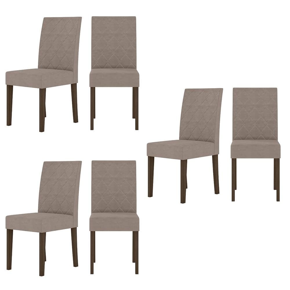 Kit de 6 Cadeiras Jade com Tecido em Suede Bordado