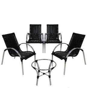 4 Cadeiras Em Mesa De Centro Em Alumínio Garden Preta