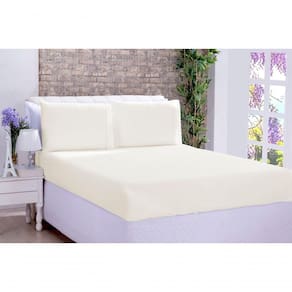 Jogo De Cama Lençol Ponto Palito Micropercal Casal 03 Peças Palha