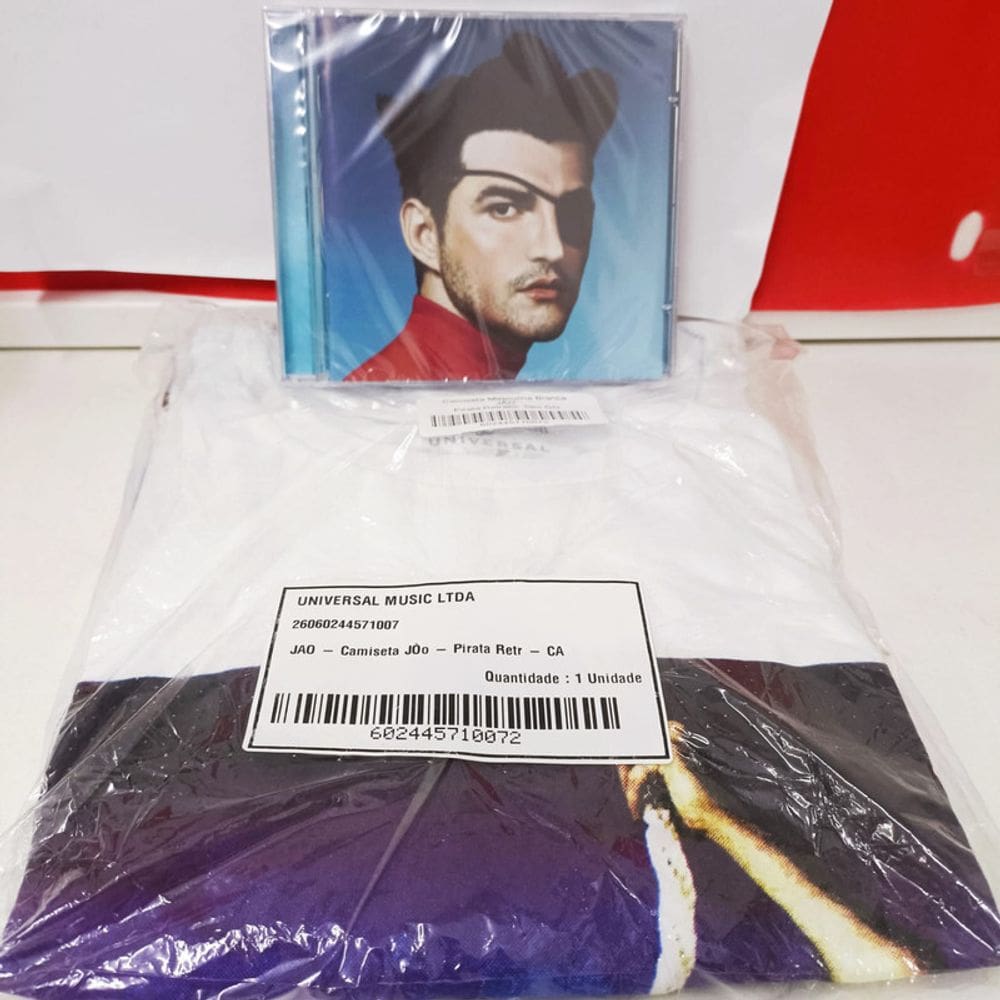 Cd Jão - Pirata  /Camiseta Jão - Pirata Retrato GG Branca