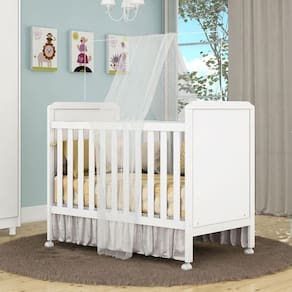 Berço Mini Cama Padrão Americano 100% Mdf 2 Em 1 Cloe Móveis Peroba Branco Brilho Branco Brilho